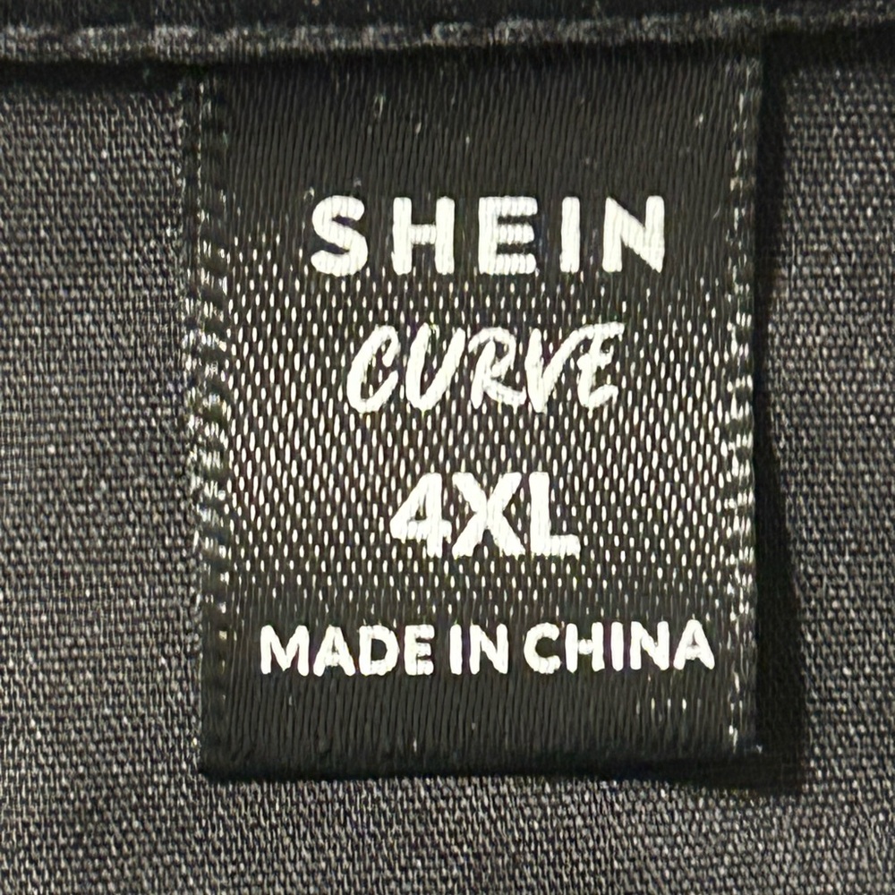🛼SHEIN Black Collared Shirt button down long sleeve size 4XL GUC.. - Picture 6 of 7